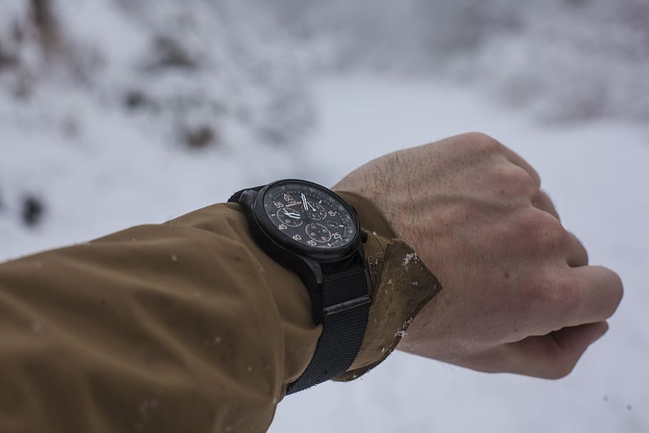 Person in Brown Long-sleeved Top Wearing Chronograph Watch, blur HD wallpaper