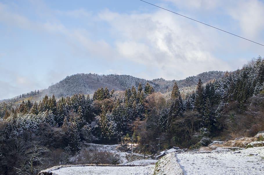 japan, countryside, landscape, natural, winter, snow, rural, HD wallpaper