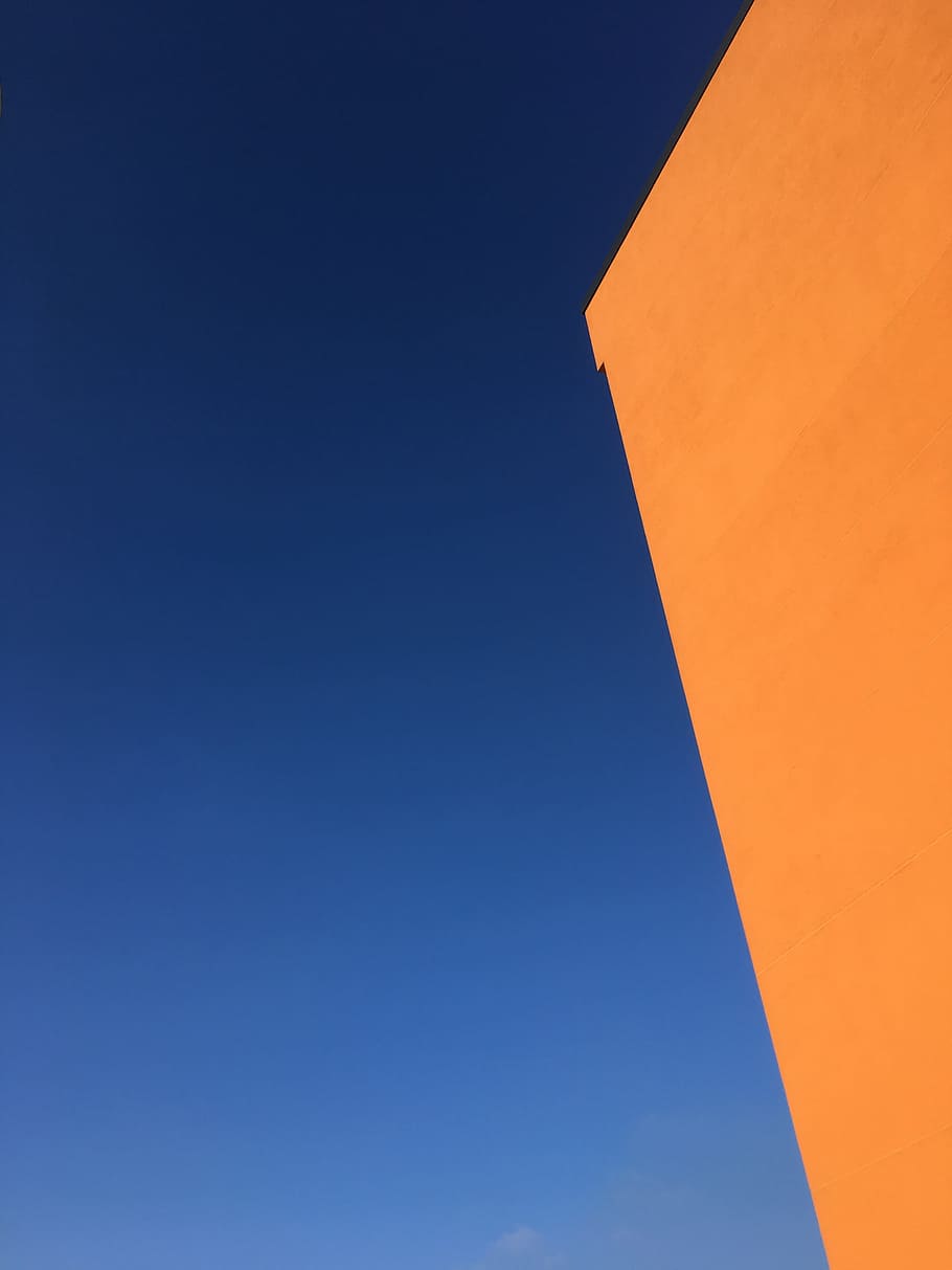 Black and Orange Wallpaper, abstract, architecture, art, blue sky HD wallpaper