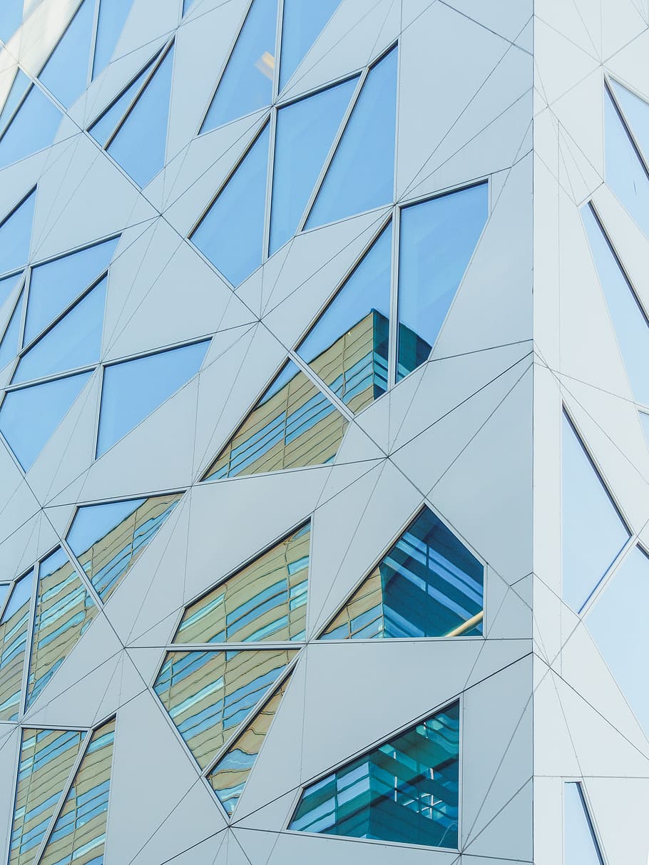 norway, oslo, barcode project, reflections, buildings, panels HD wallpaper