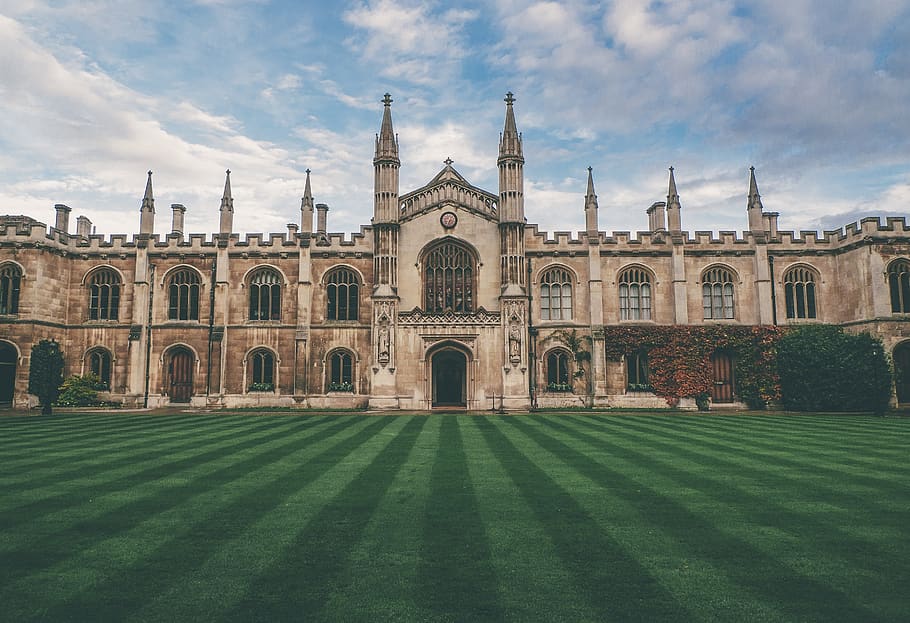 blue, sky, clouds, school, university, college, campus, cambridge HD wallpaper