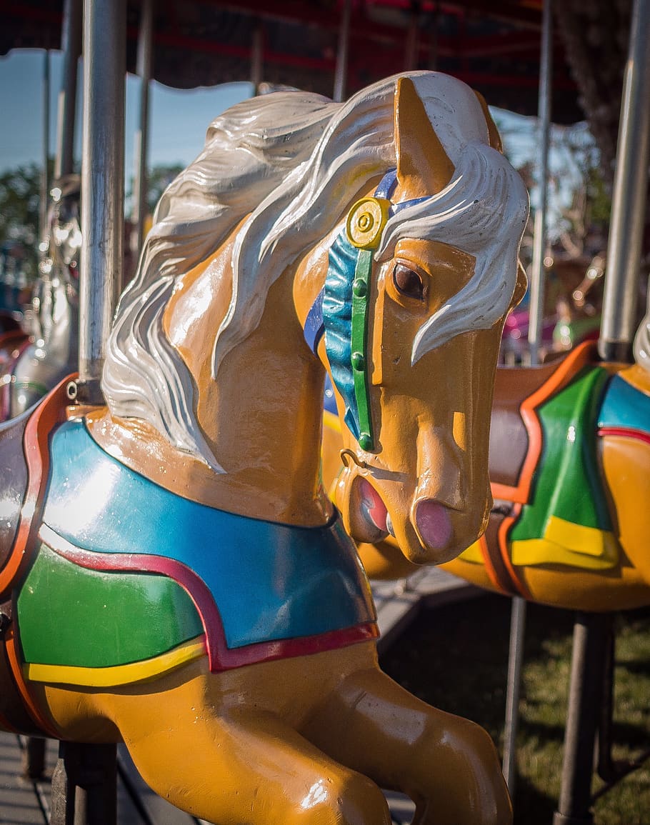 merry-go-round, carnie, carnival, horse, fair, traveler, nomad, HD wallpaper