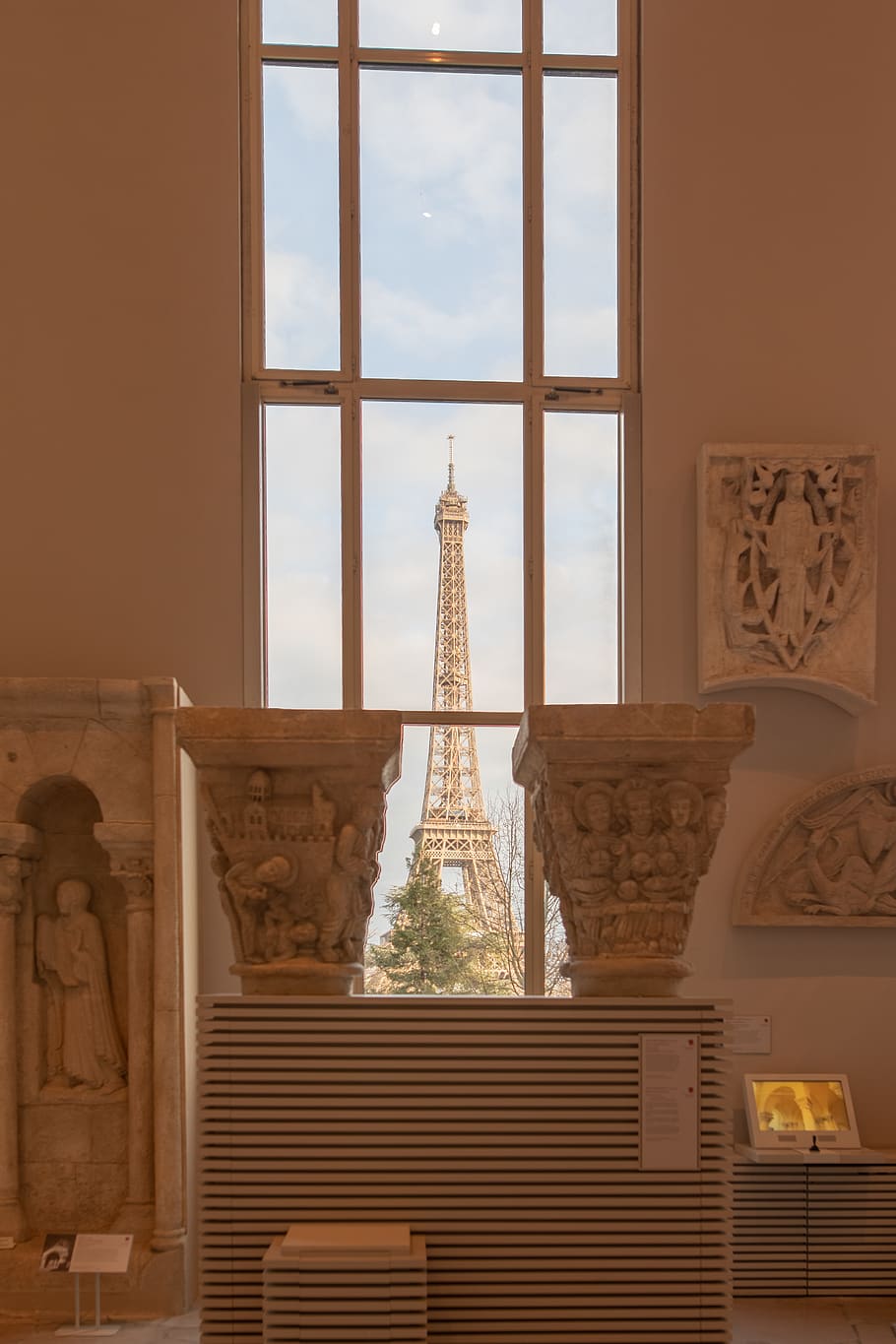 Eiffel Tower, Paris, window, architecture, built structure, indoors HD wallpaper