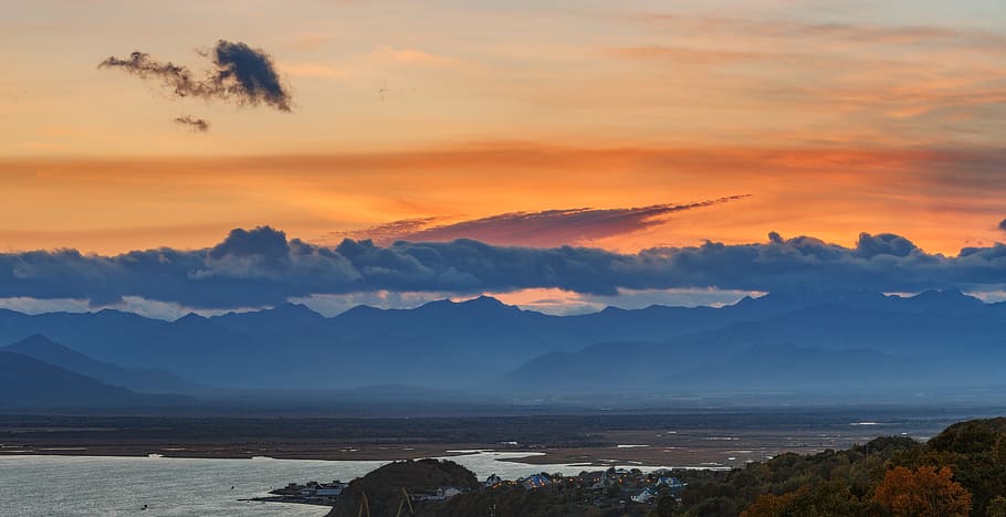 kamchatka, sunset, mountains, landscape, peninsula, sea, journey HD wallpaper