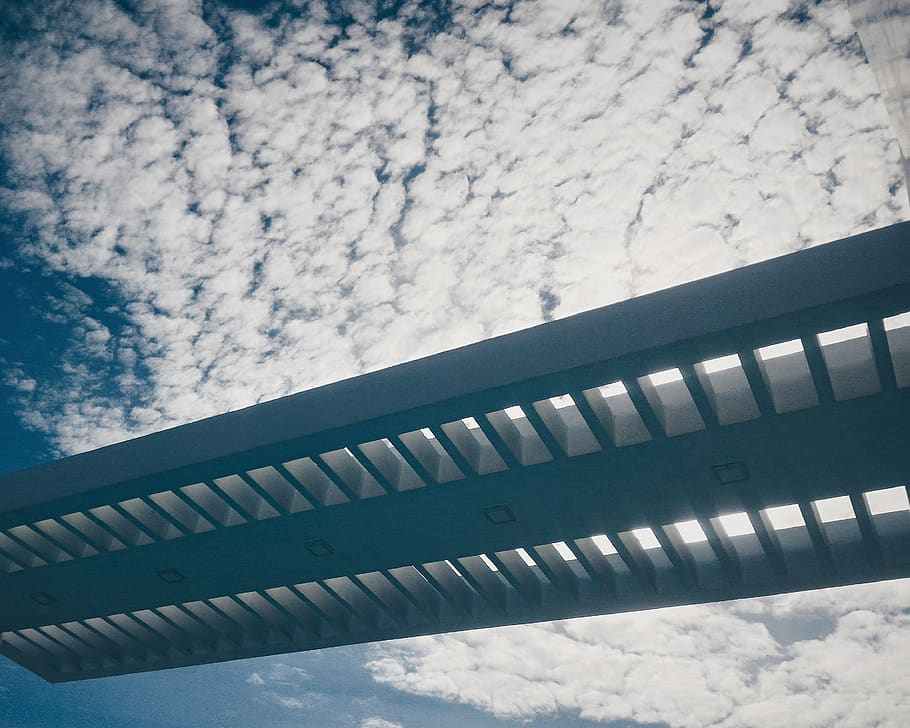 Silhouette of Bridge Under Cloudy Sky, architecture, clouds, color HD wallpaper