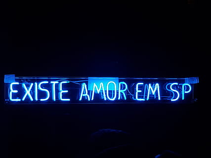 exite amor em sp, illuminated, neon, blue, text, communication HD wallpaper