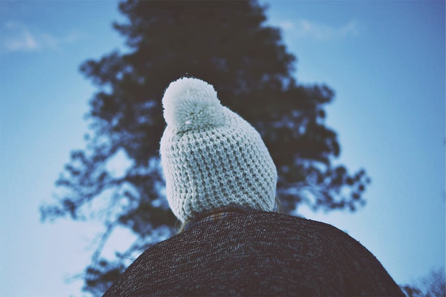 hat, toque, pom pom, winter, cold, people, plant, tree, warm clothing HD wallpaper