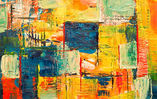yellow, red, green, and black abstract painting, texture, color HD wallpaper