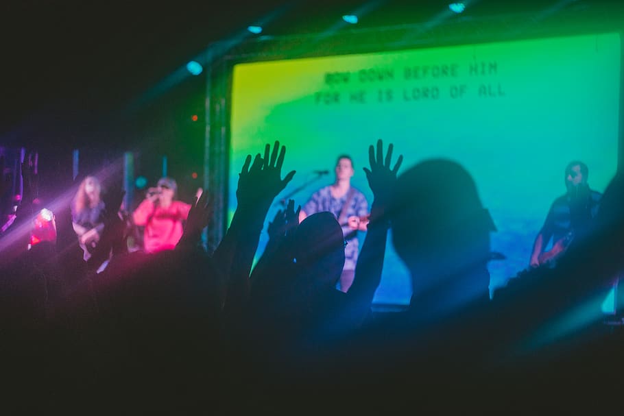 sing, praise, god, jesus, church, band, concert, light, reflection HD wallpaper