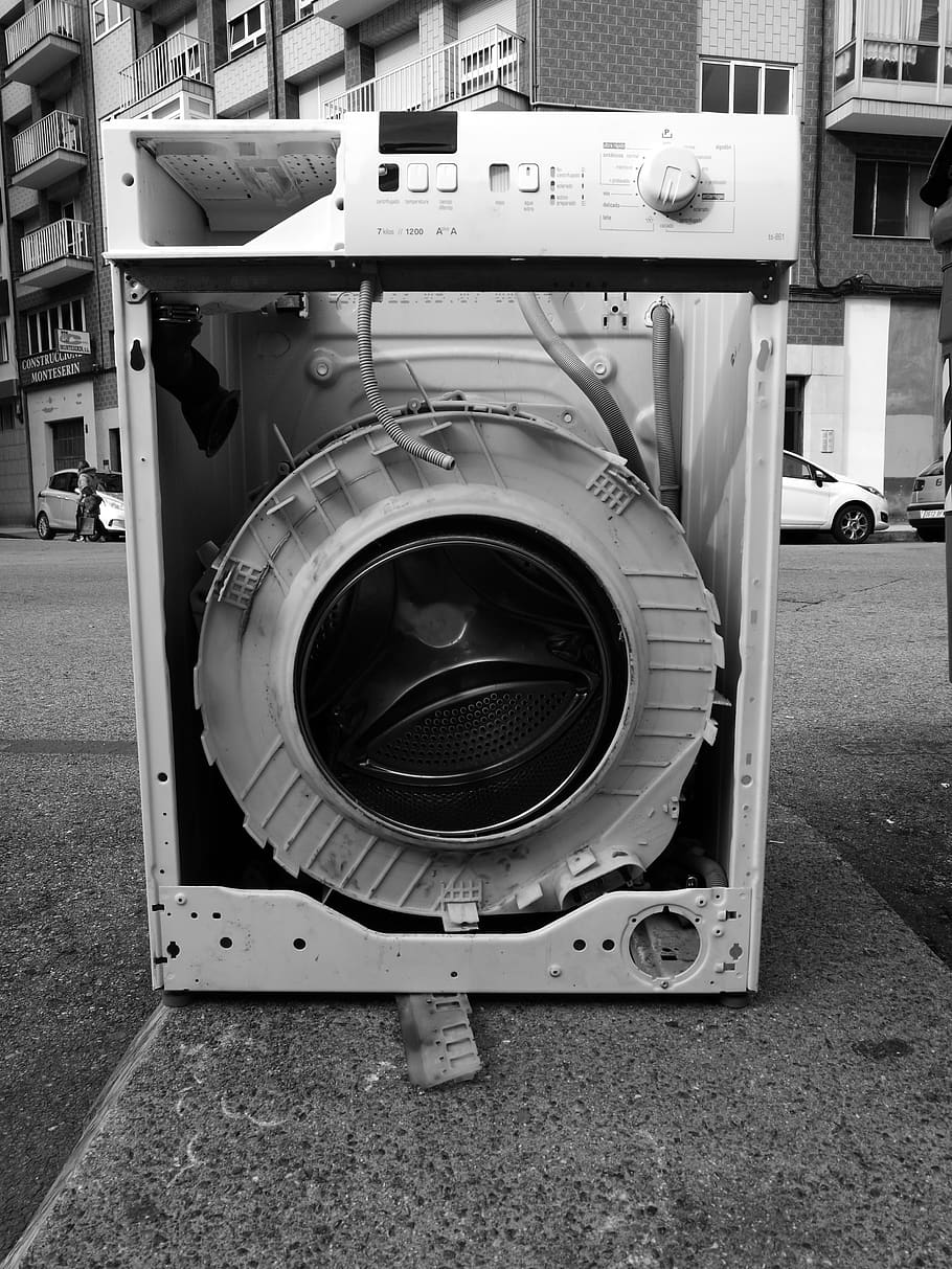 spain, gijón, machine, trash, washing machine, machinery, day HD wallpaper