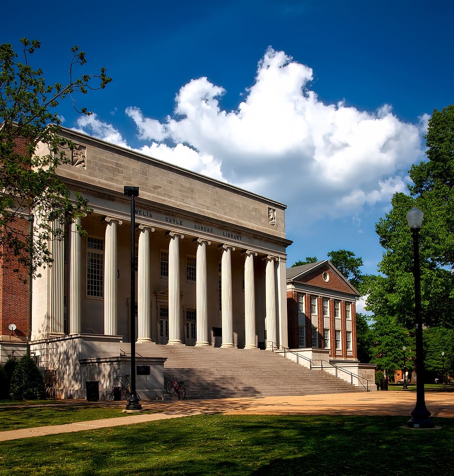 Building in City Against Sky, administration, architecture, campus HD wallpaper
