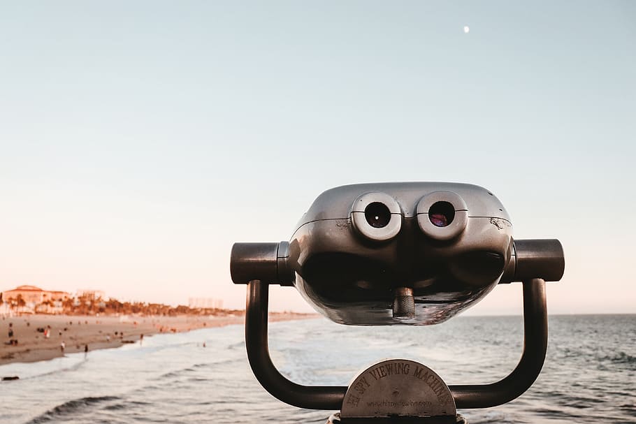 black tower viewer, binoculars, united states, santa monica, outdoors HD wallpaper