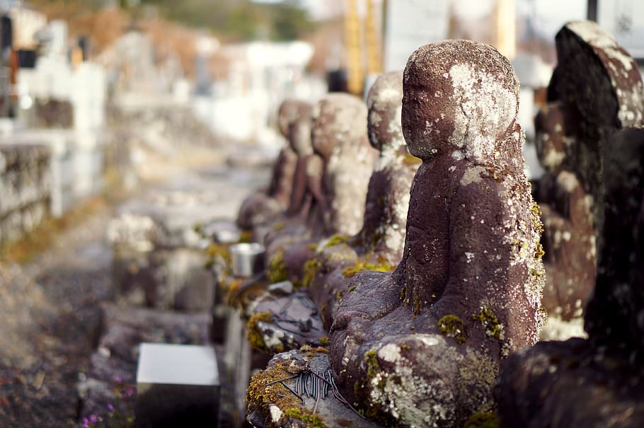 japan, nikko, graveyard, offering, focus on foreground, religion HD wallpaper