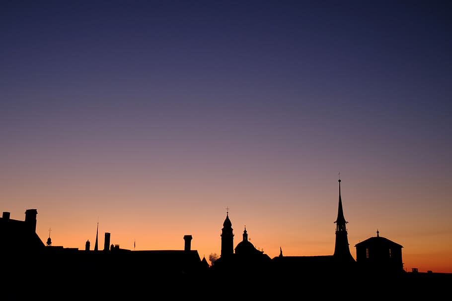switzerland, solothurn, city, skyline, sunrise, morning, sunset