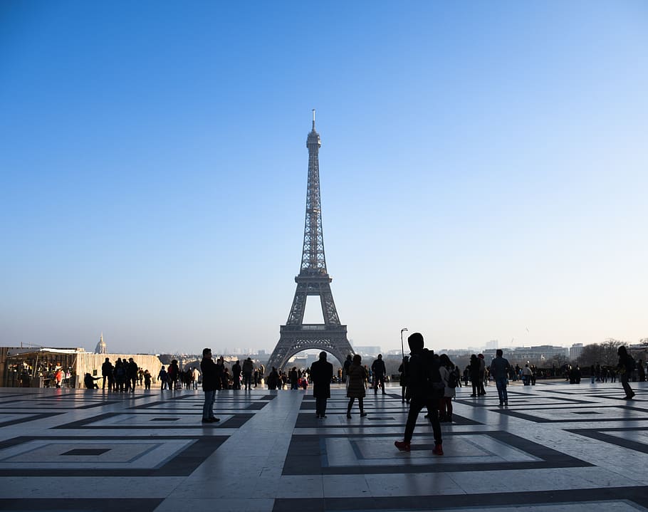 paris, eiffel tower, france, tour eiffel, architecture, group of people HD wallpaper