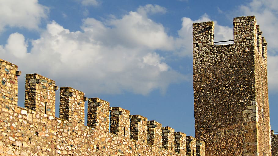 wall, castle, tower, architecture, fortress, stone, ruin, historically HD wallpaper