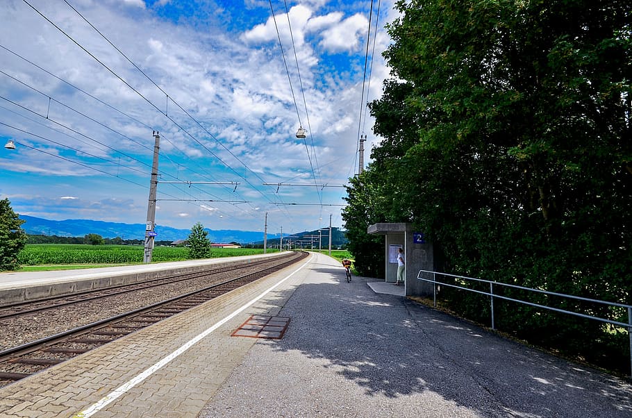 railroad track, stop, rail traffic, wait, travel, transport HD wallpaper