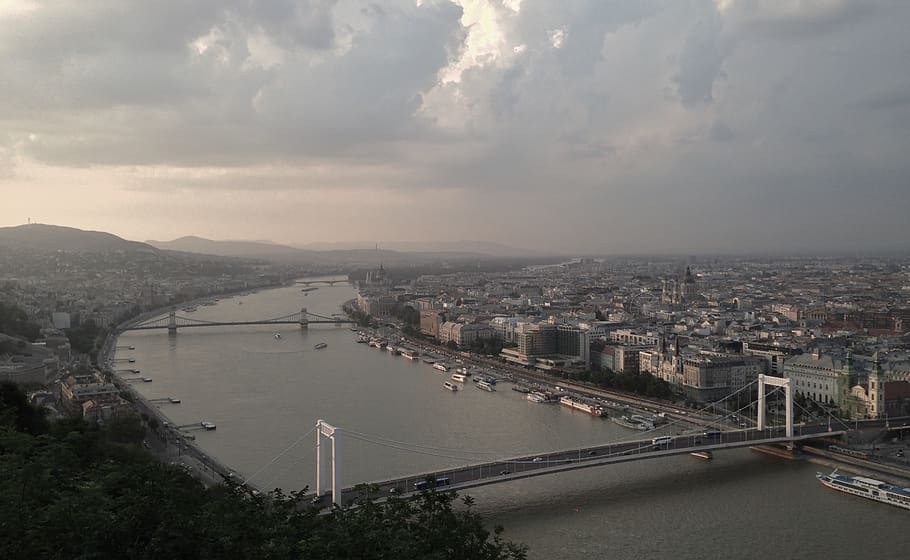 hungary, budapest, river, danude, water, city, europe, sunset HD wallpaper