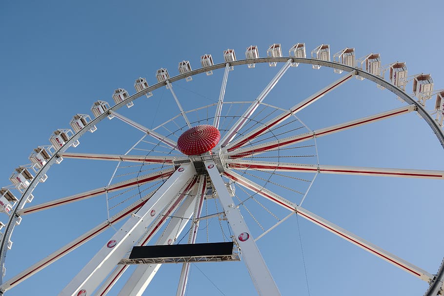 ferris wheel, sky, attraction, fun, fair, year market, theme park HD wallpaper