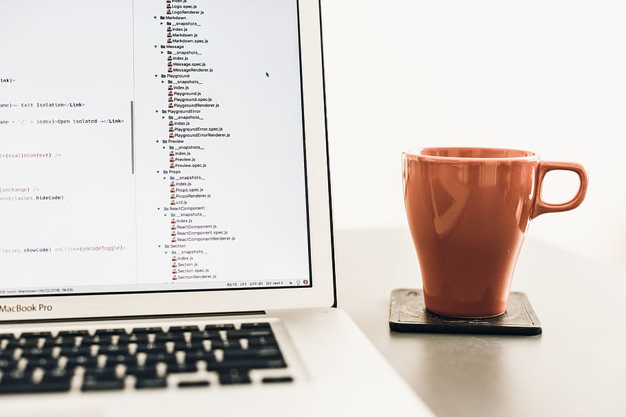 cup, coffee, macbook, laptop, apple, work, office, table, morning HD wallpaper