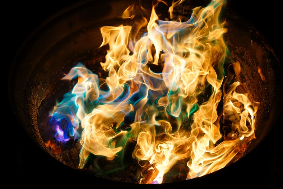 fire, flame, charcoal, ash, smoke, heat, bonfire, campfire HD wallpaper