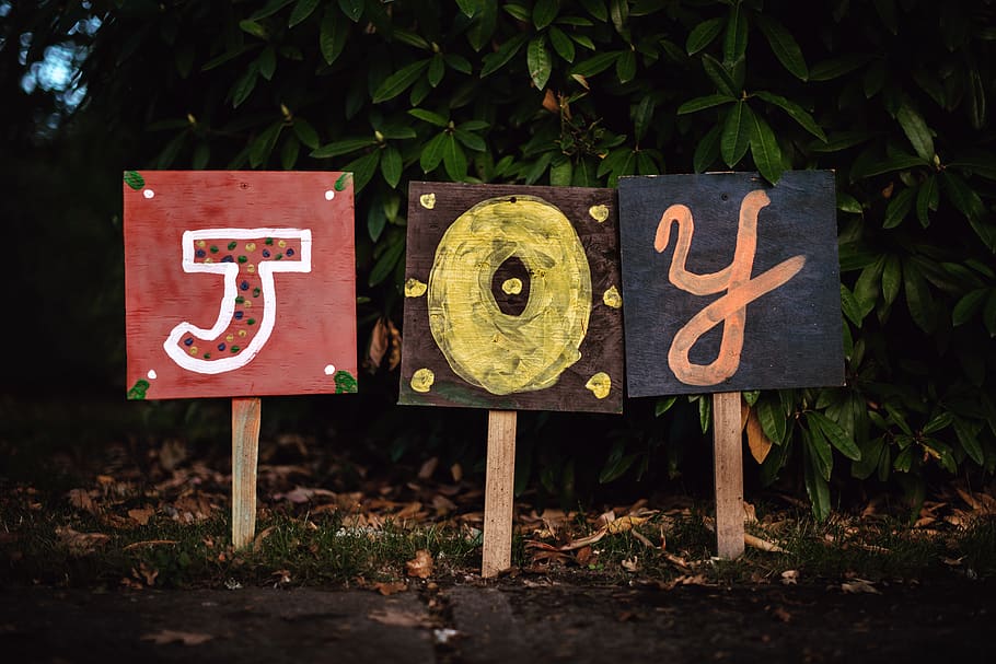 three assorted-color joy signage, newberg, george fox university HD wallpaper