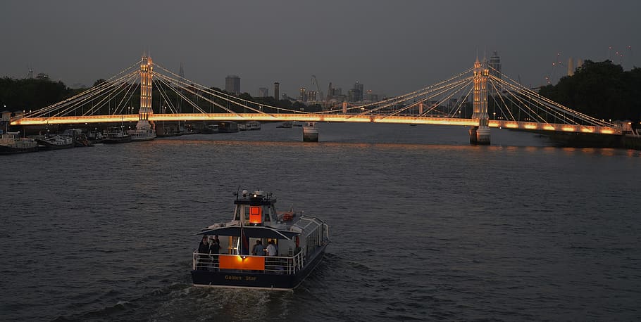 thames, river, cruise, ship, albert, bridge, boat, historic HD wallpaper