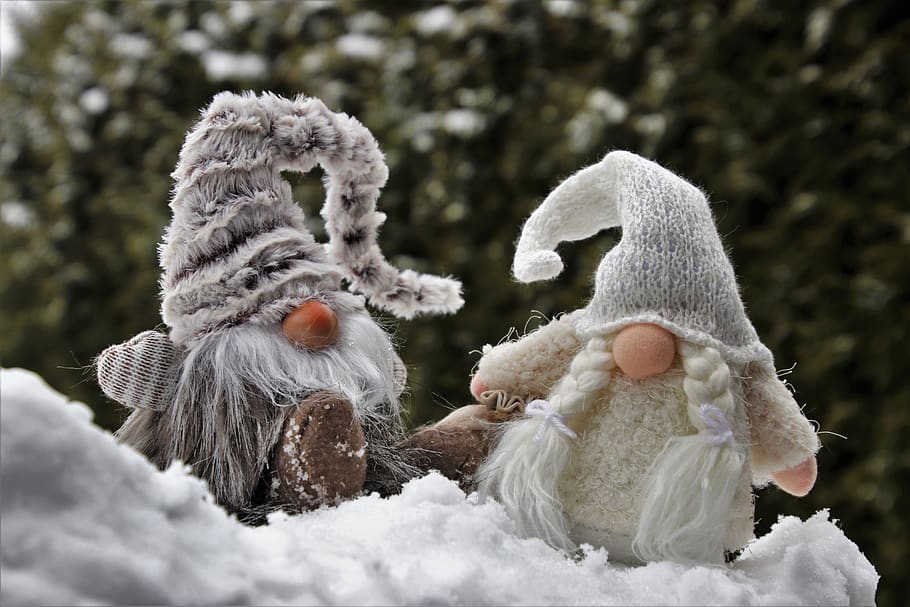 imp, para, total, dwarves, winter, snow, dec, he and she, decoration HD wallpaper