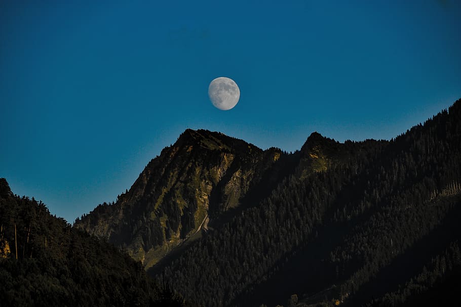 moon, twilight, atmosphere, landscape, dusk, sky, beauty in nature HD wallpaper