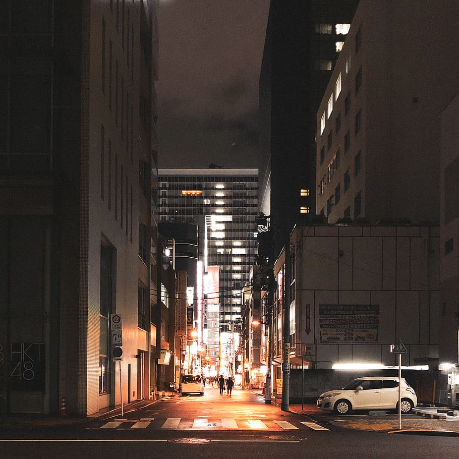 HD wallpaper: japan, chiyoda-ku, alley, dark, lights, people, walking ...