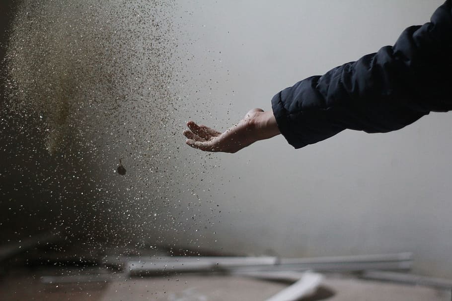 person catching powder, hand, sand, texture, arm, nature, motion HD wallpaper