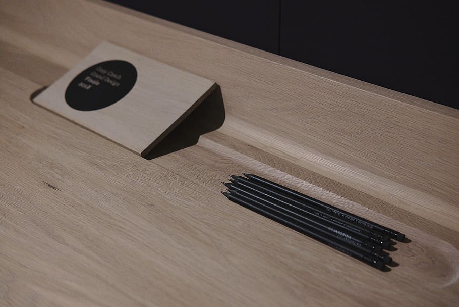 black pencils with case, wood - material, indoors, no people HD wallpaper
