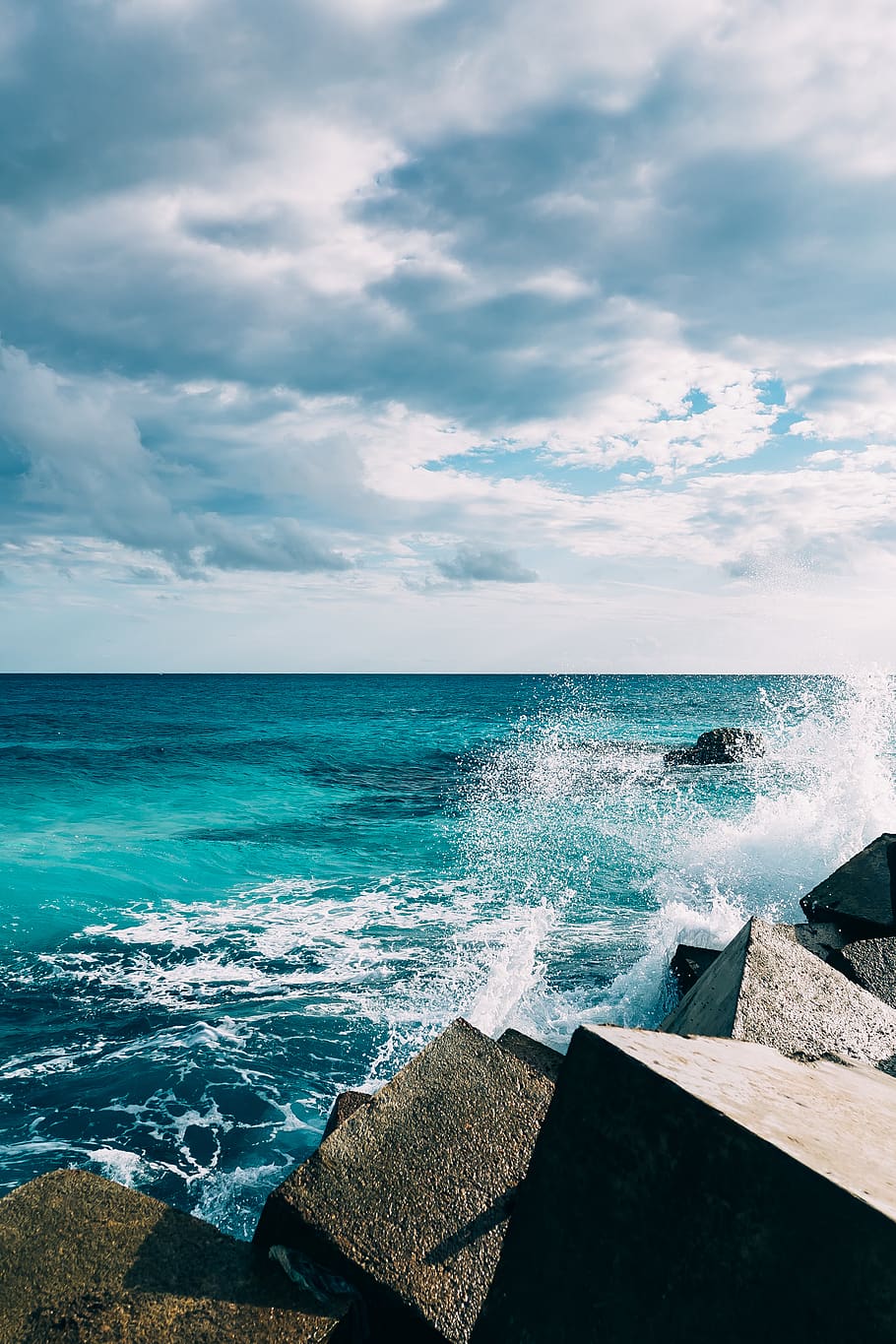 Blue and White Abstract Painting, clouds, coast, daylight, horizon HD wallpaper