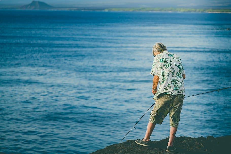 man standing on the seashore, water, person, human, outdoors HD wallpaper