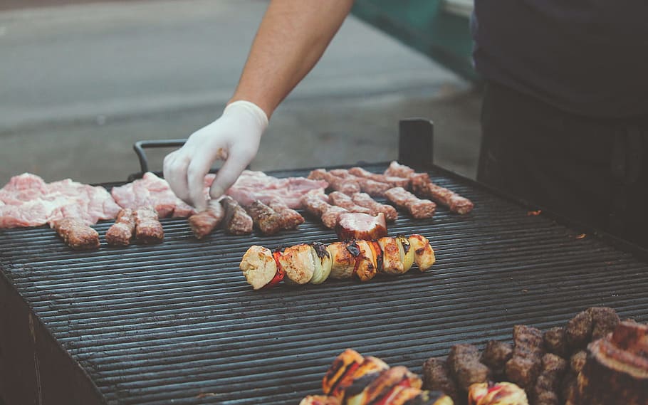 barbecue, bbq, grill, meat, vegetables, food, lunch, dinner HD wallpaper