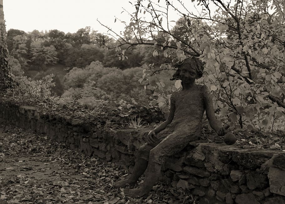 statues, old, alone, tree, plant, nature, day, growth, one person HD wallpaper