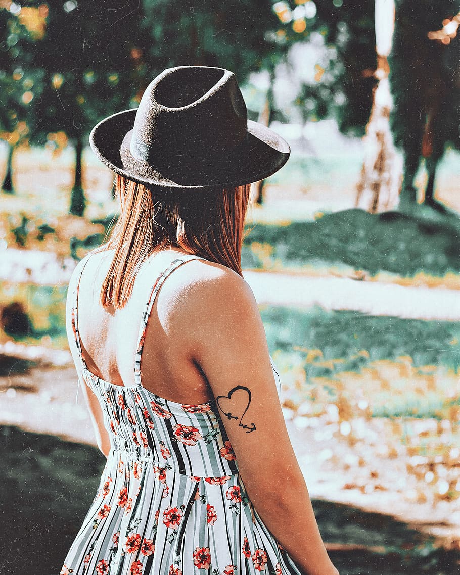 Selective Focus Photography of Woman Near Trees, arm, back view HD wallpaper