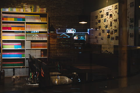 interior design, indoors, lighting, building, shelf, shop, outdoors HD wallpaper