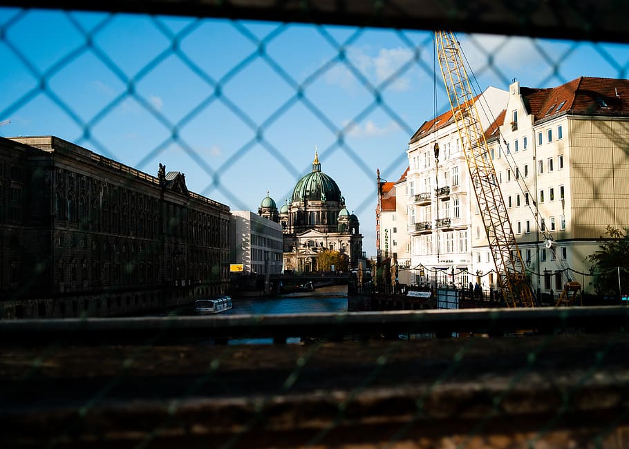 berlin, germany, gothic, cage, fence, crane, spree, old town HD wallpaper