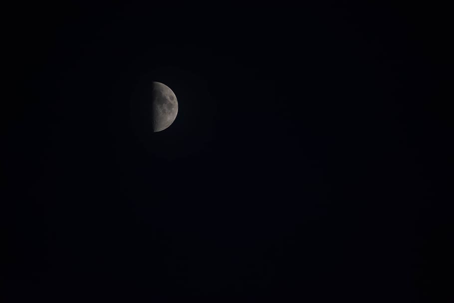 half moon, space, night, sky, astronomy, scenics - nature, copy space HD wallpaper