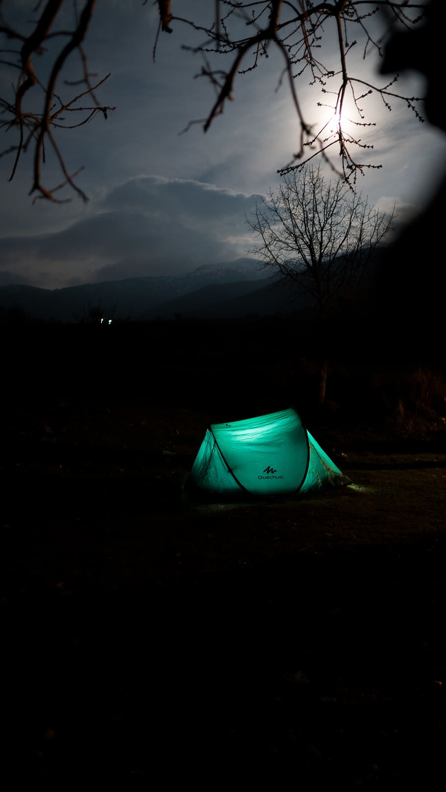 camping, tent, leisure activities, mountain tent, silhouette