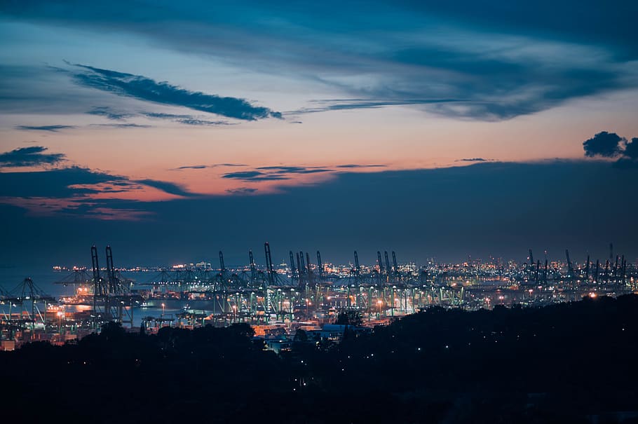 city during nighttime, town, urban, building, metropolis, nature HD wallpaper