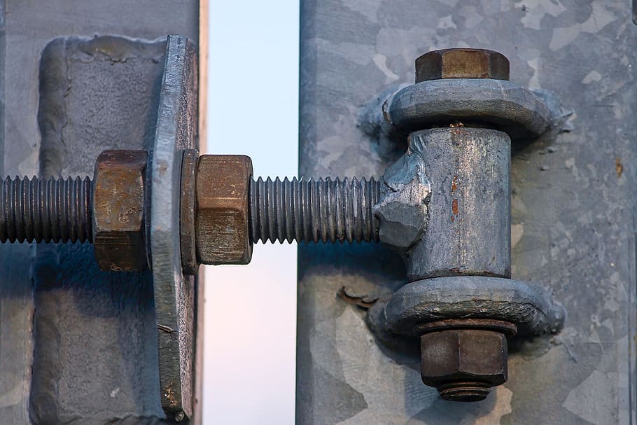 screw, hinge, thread, metal, fence, flexible, welded, nuts HD wallpaper