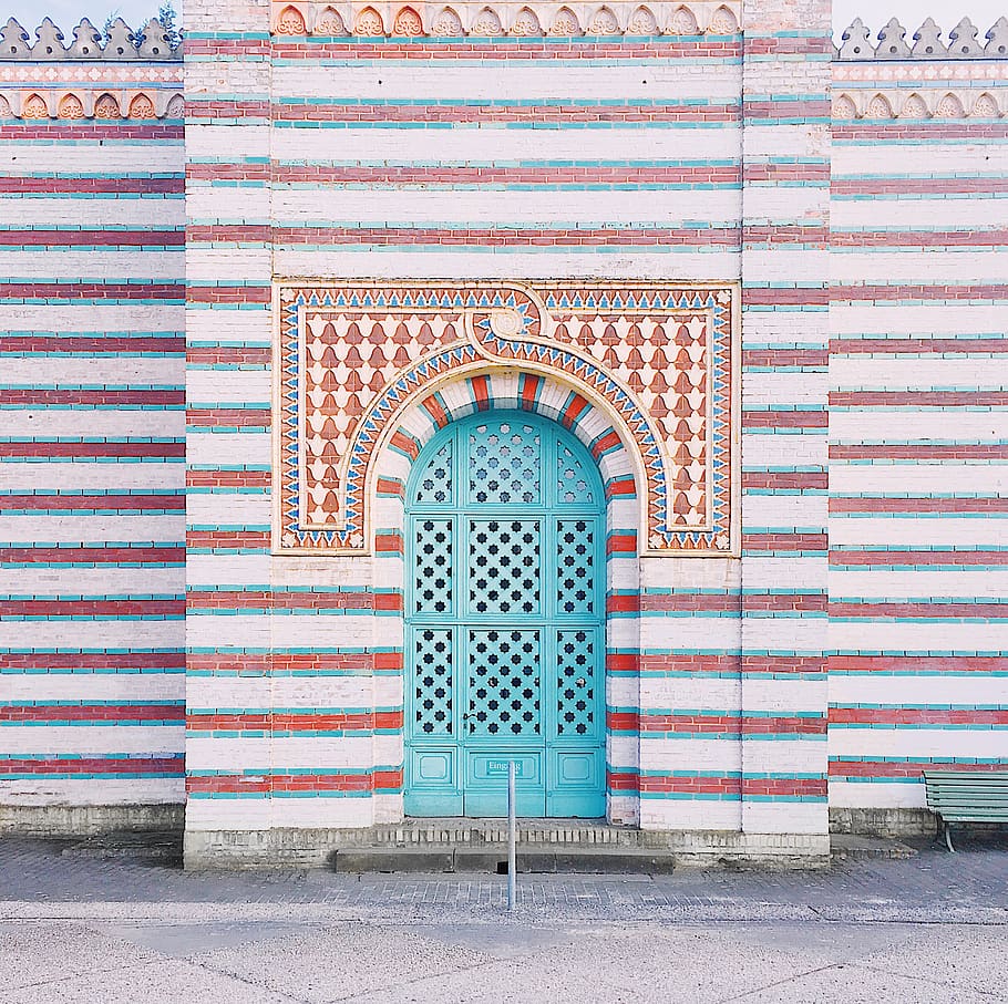 germany, potsdam, doors, turquoise, islam, architecture, blue HD wallpaper
