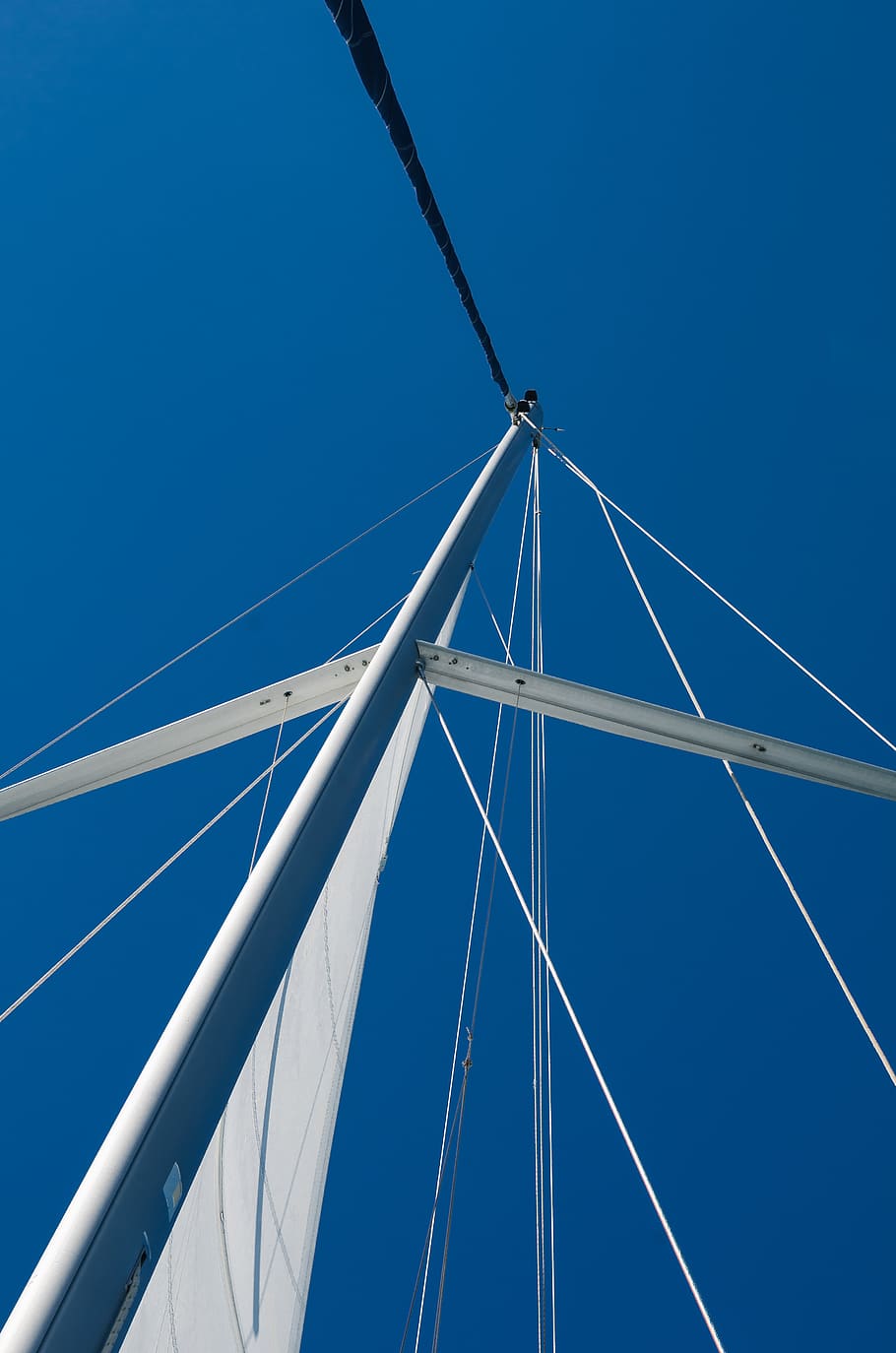sky, blue, sailboat, nautical vessel, rope, low angle view HD wallpaper