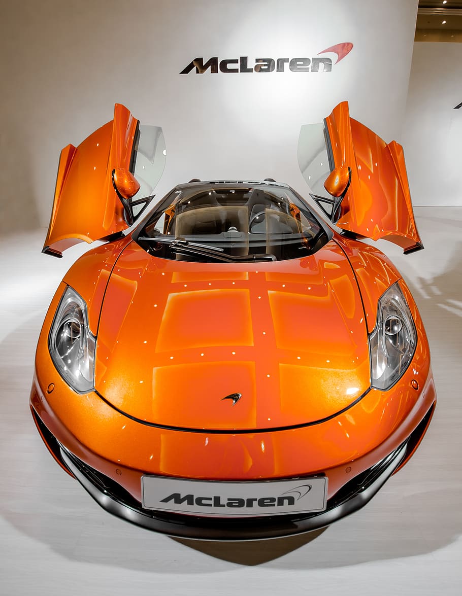 car, mode of transportation, orange color, indoors, motor vehicle HD wallpaper