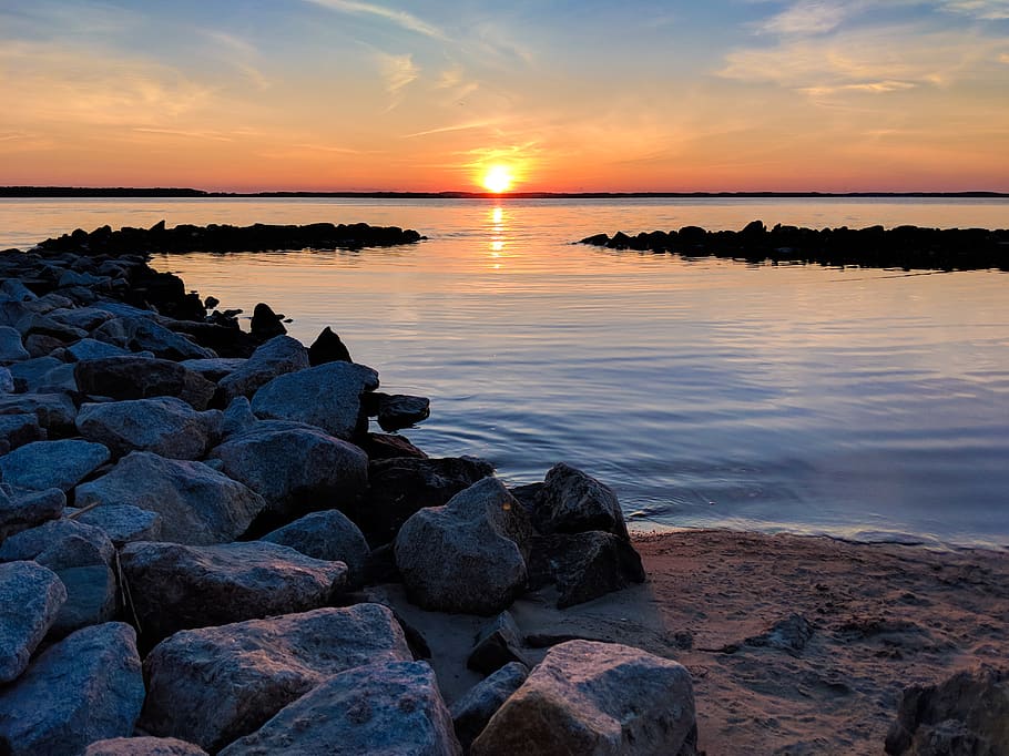 Scenic View Of Ocean During Dawn, beach, environment, idyllic HD wallpaper