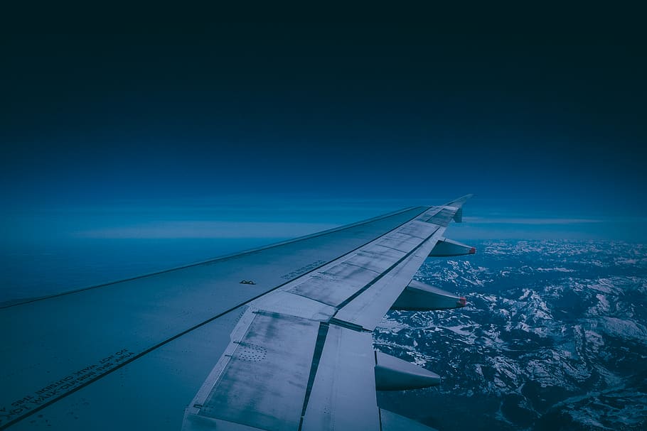gray airplane wing, air vehicle, transportation, mode of transportation HD wallpaper