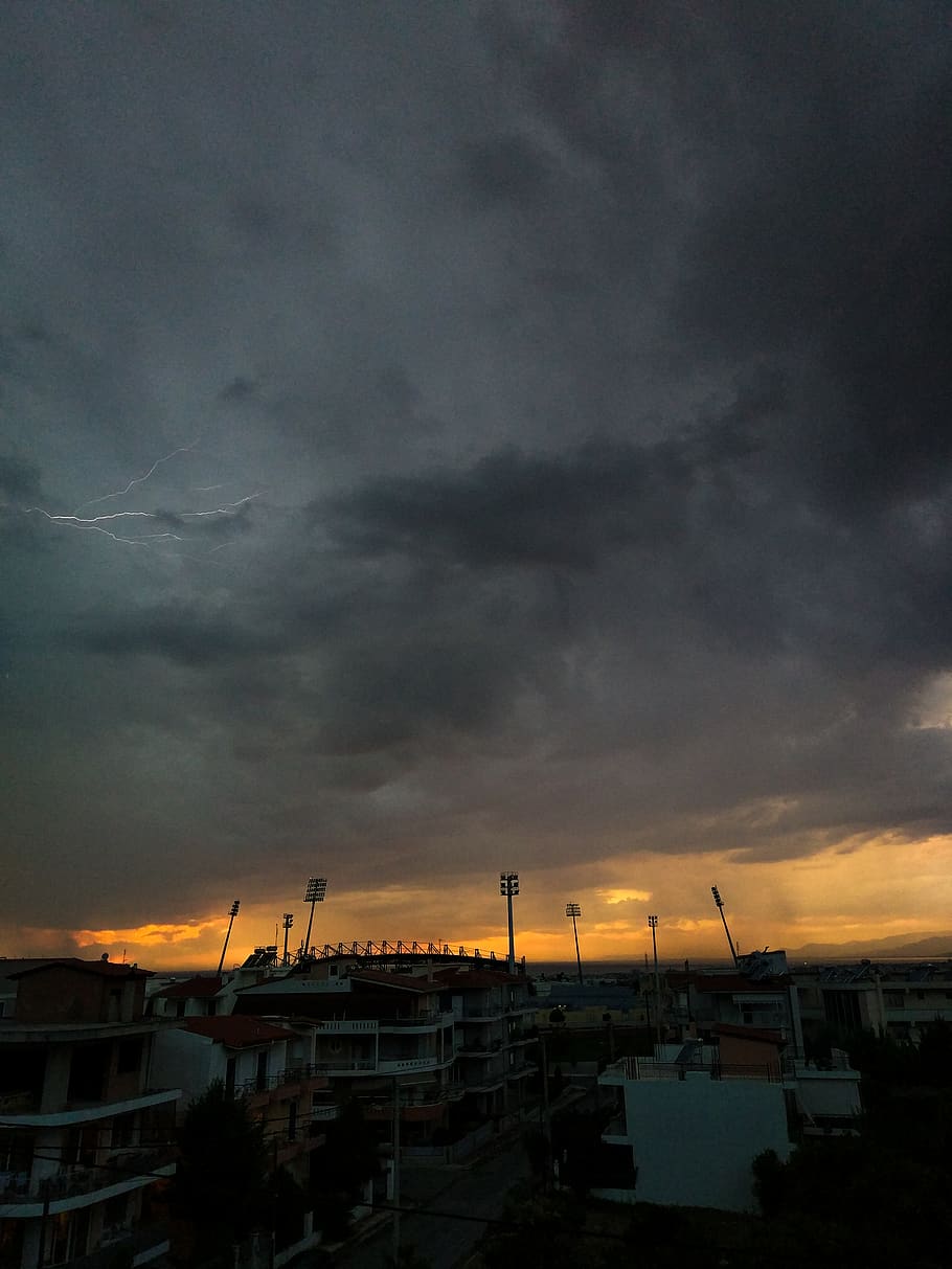 greece, patras, storm, sun, sky, rain, clouds, thunder, cloud - sky HD wallpaper