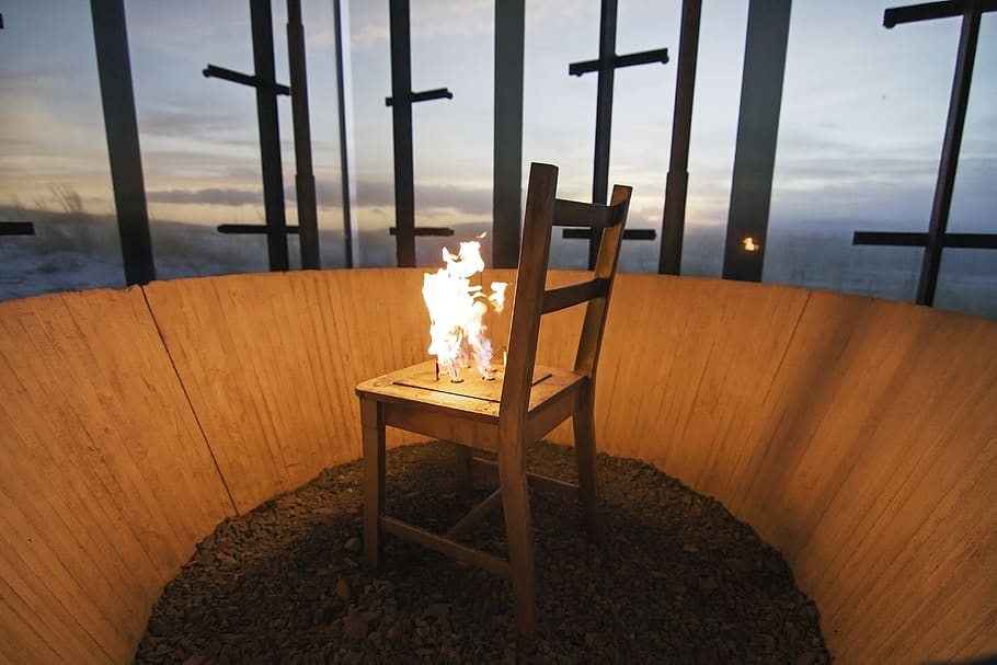 norway, vardø, flames, burn, landscape, witch, glass, concrete HD wallpaper